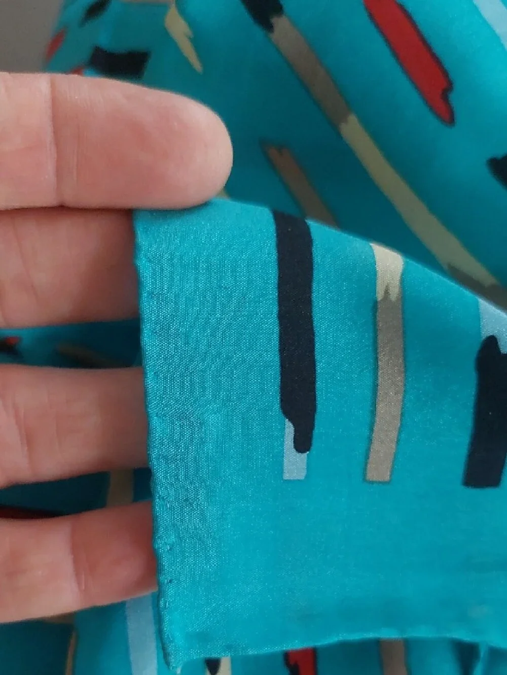Echo Turquoise Silk Scarf with Multicolor Brushstrokes